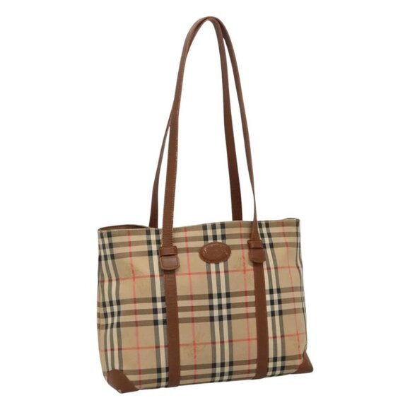 Burberrys Nova Check Tote Bag Canvas Leather Beige Auth 112051 - Picture 1 of 16